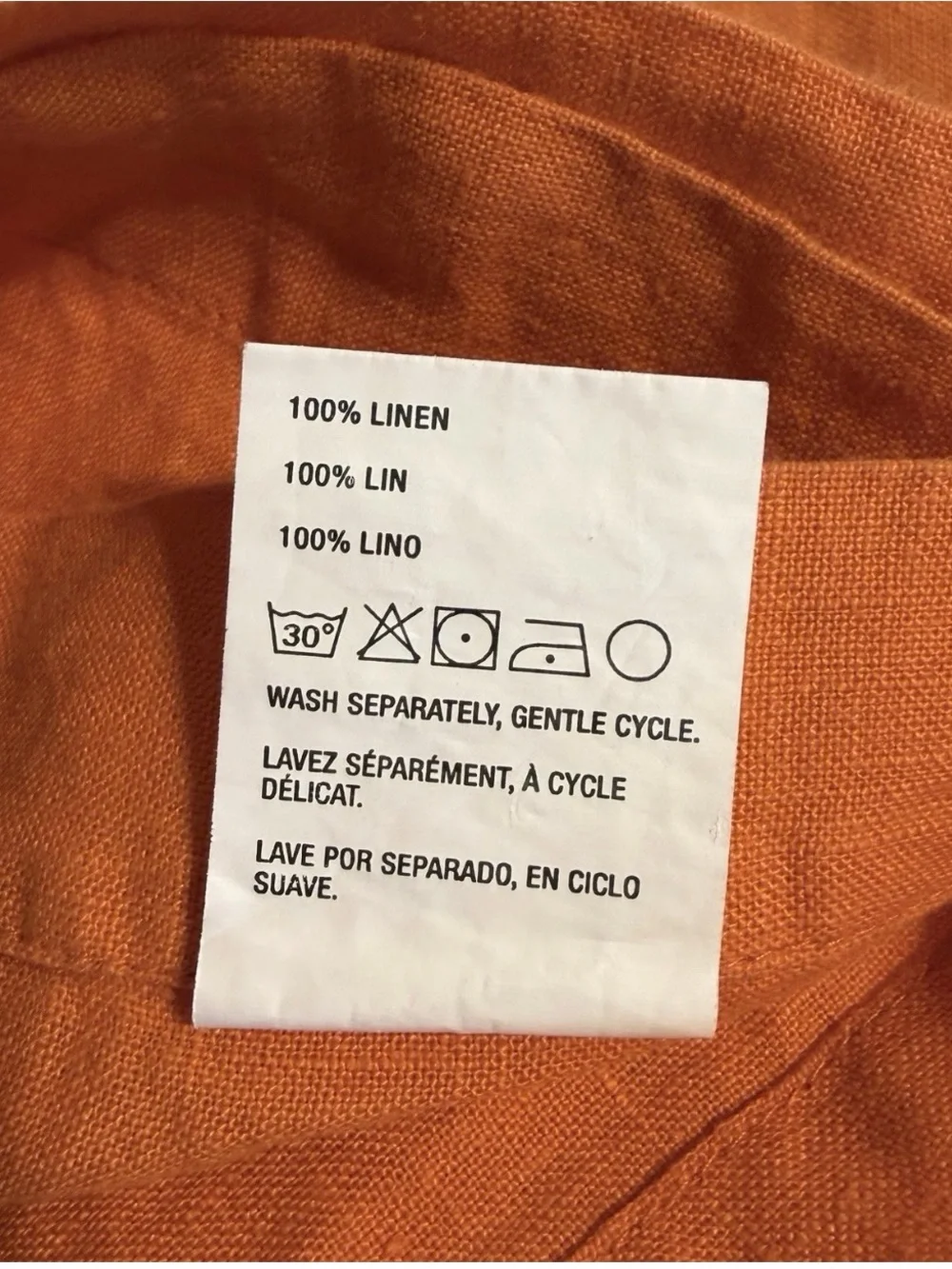 Set of 8 Orange Crate & Barrel Linen Napkins Helena Pumpkin 22